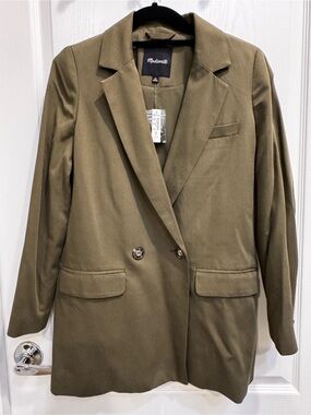 Madewell Olive Green Double Breasted Blazer XS NWT Tailored Jacket